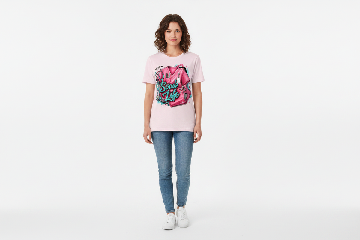 Scrub Life Tee in Light Pink
