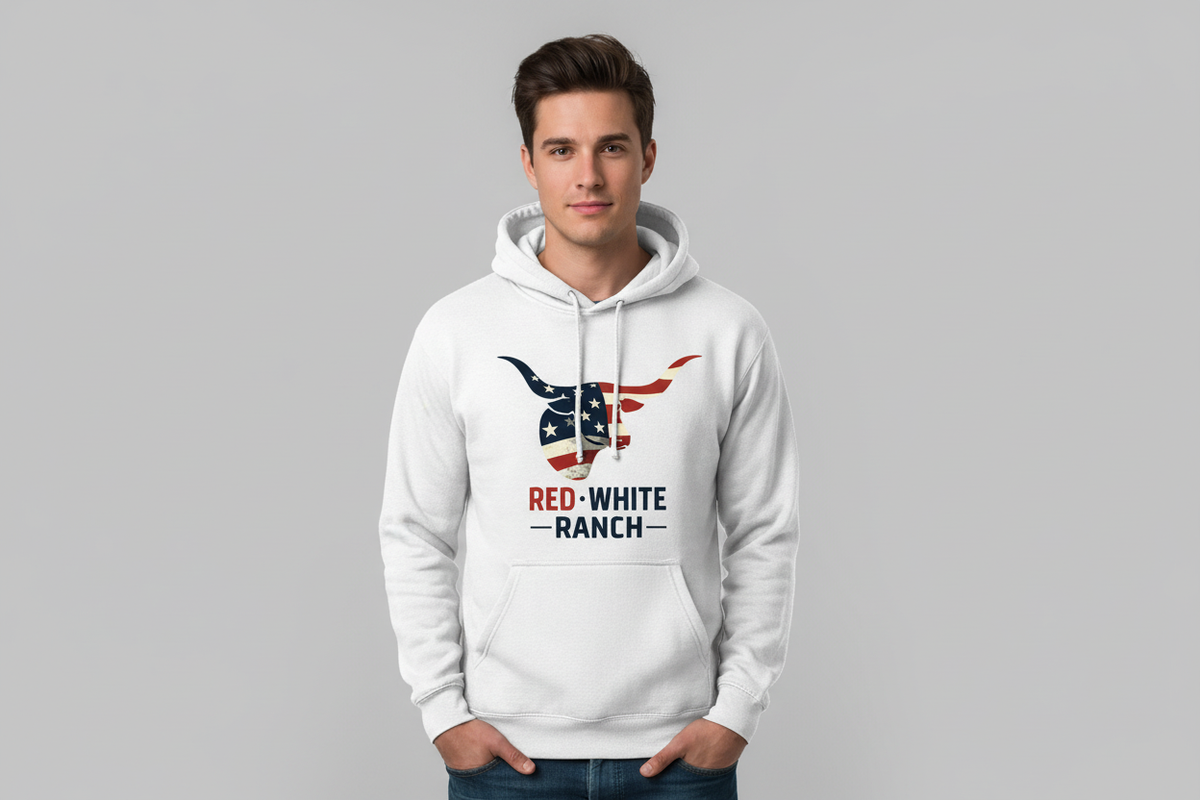 Red White Ranch white hoodie