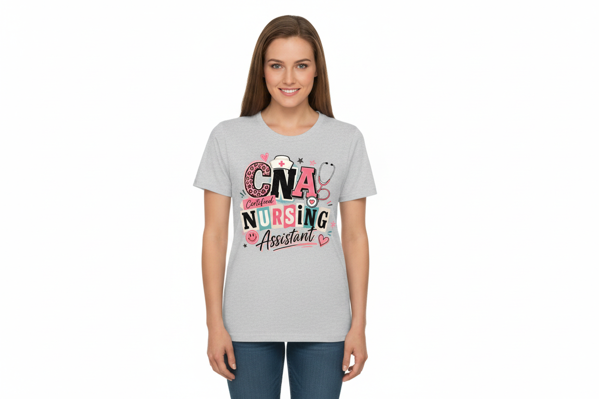 CNA Certified Nursing Assistant Tee in Iced Gray