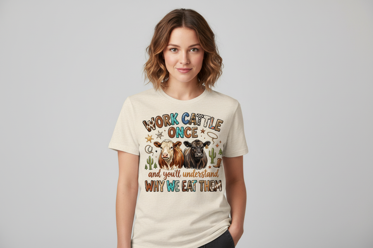 Work Cattle Once tee in Heathered Oatmeal