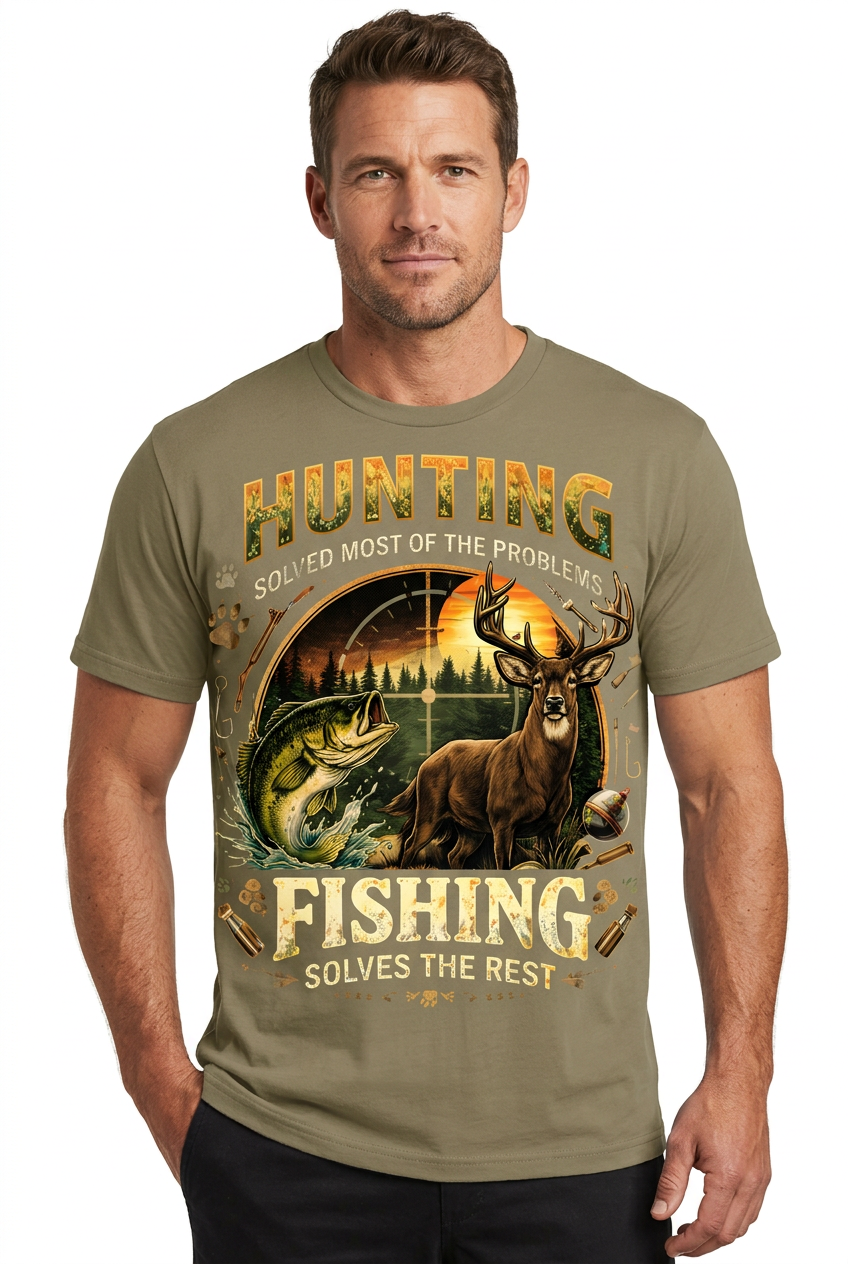 Hunting & Fishing Graphic Tee - Prairie Dust
