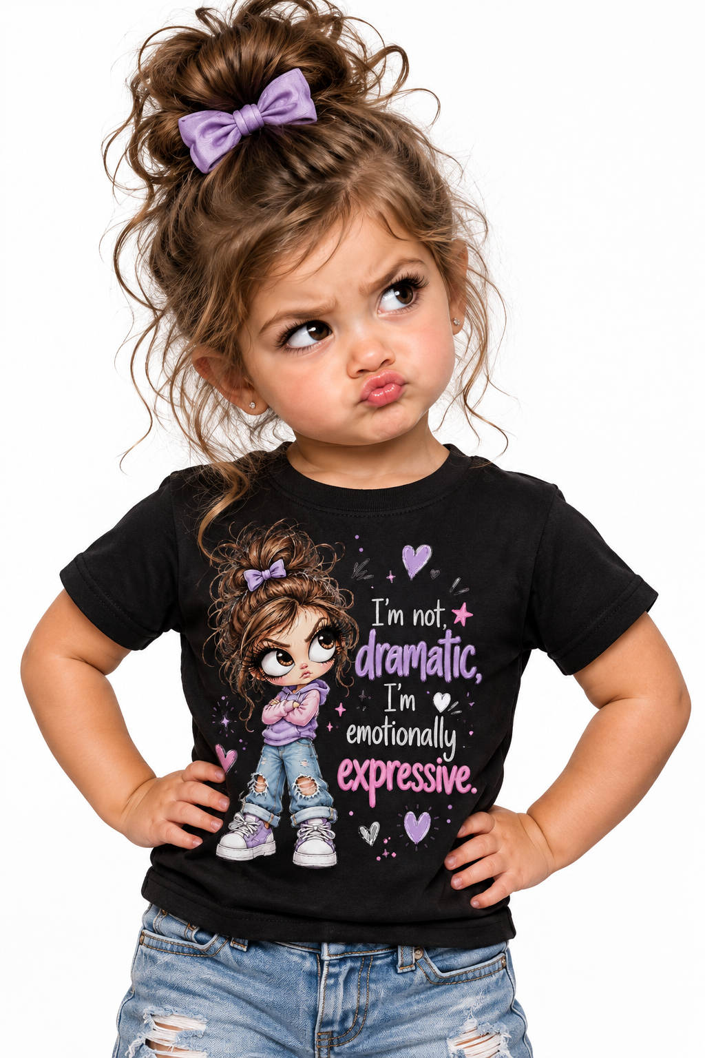 I'm Not Dramatic - Black Toddler T-Shirt on sassy toddler girl model
