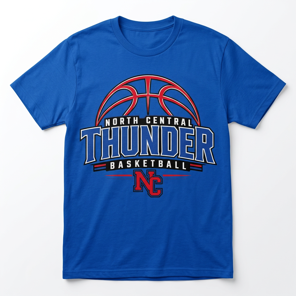 NC Thunder Basketball Tee Design 3 - Royal Blue