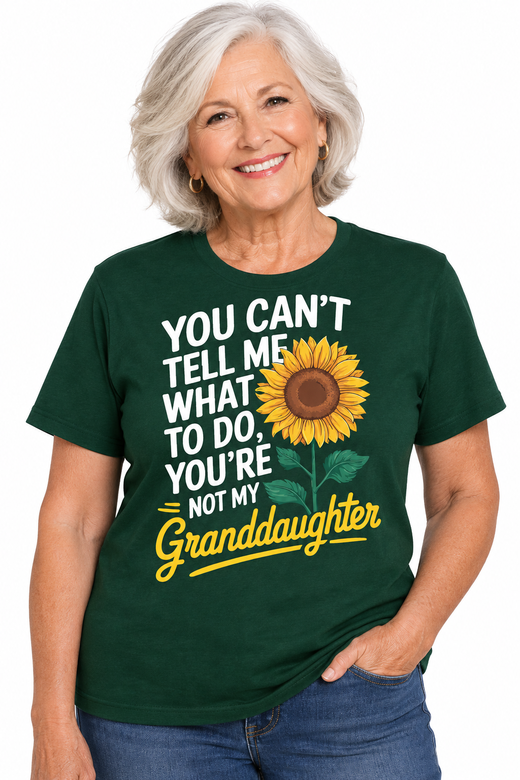 You Can't Tell Me Grandma Tee in Forest Green