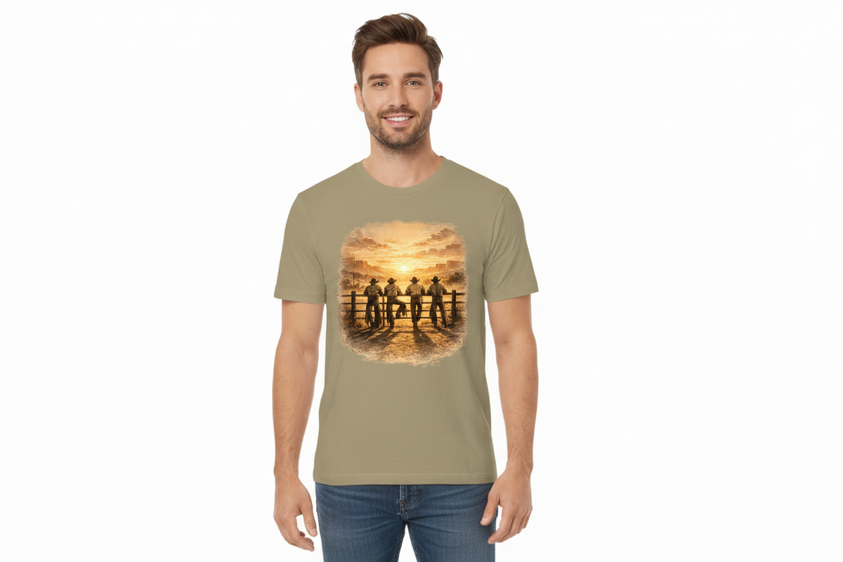 Western Cowboys Sunset Tee in Prairie Dust