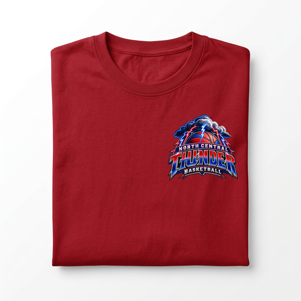 NC Thunder Basketball Tee Design 4 - Red