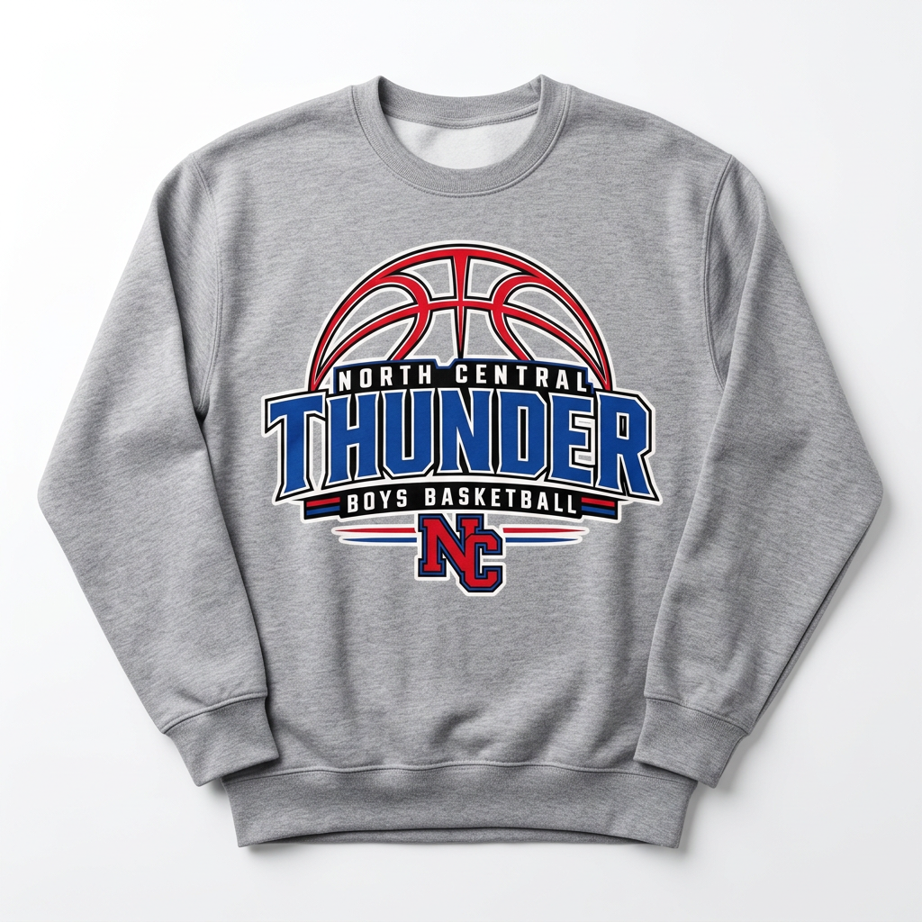 NC Thunder Boys Basketball Crewneck Design 3 - Sports Gray