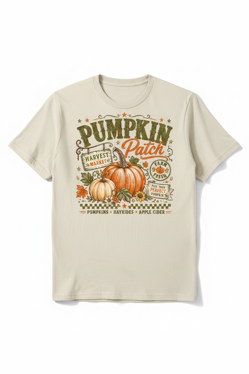Pumpkin Patch Harvest T-Shirt in Cream