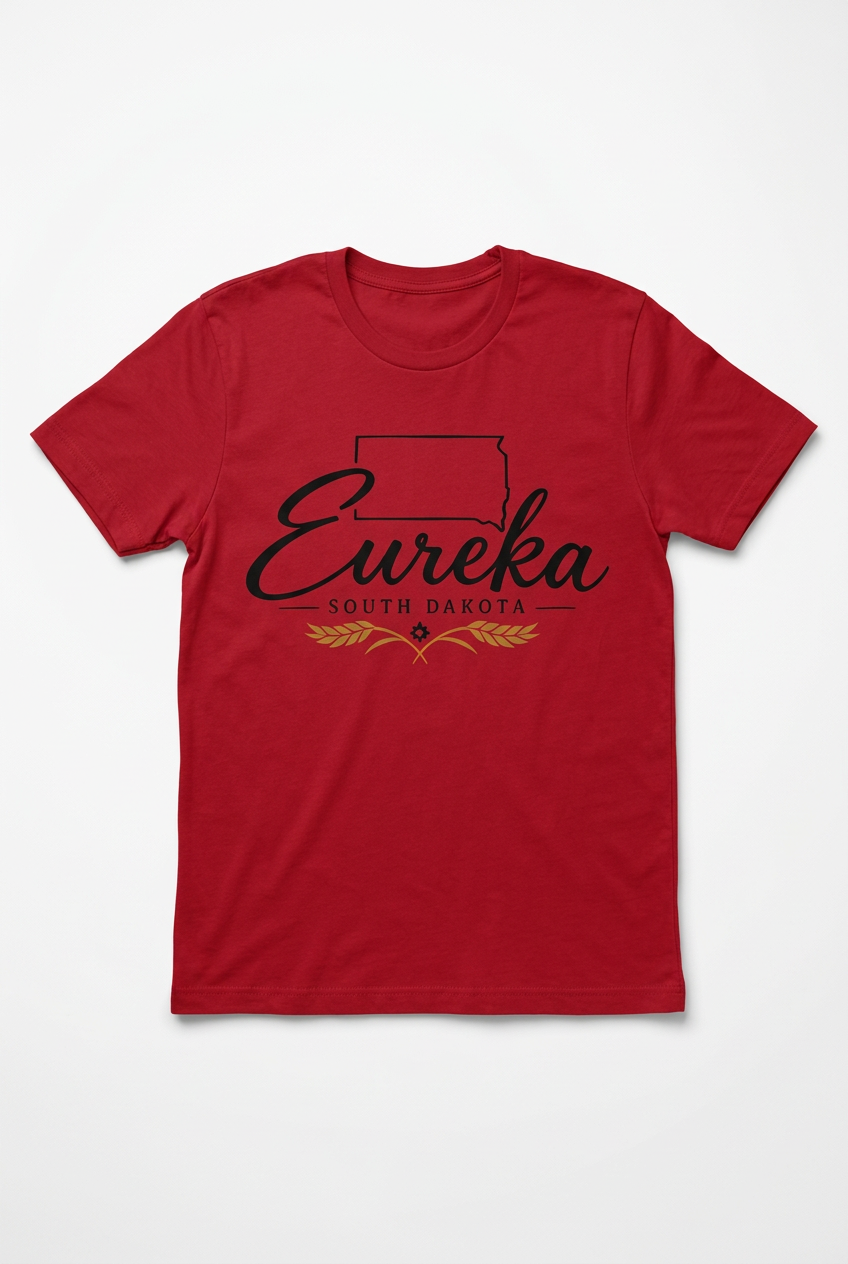 Eureka SD State Script T-Shirt - Red Flat Lay
