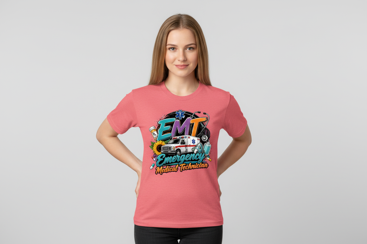 EMT Emergency Medical Technician Tee in Coral Pink