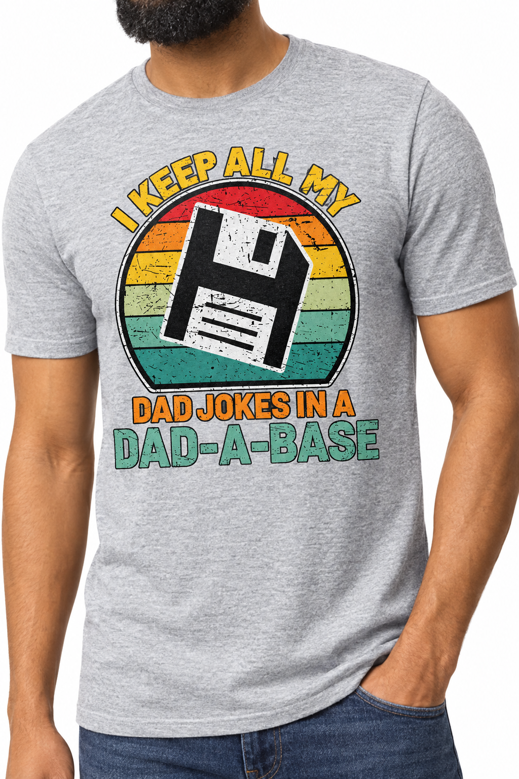Dad-A-Base design on sports gray t-shirt