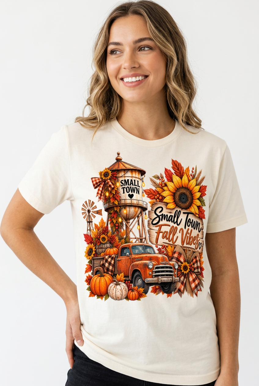 Small Town Fall Vibes Tee - Soft Cream