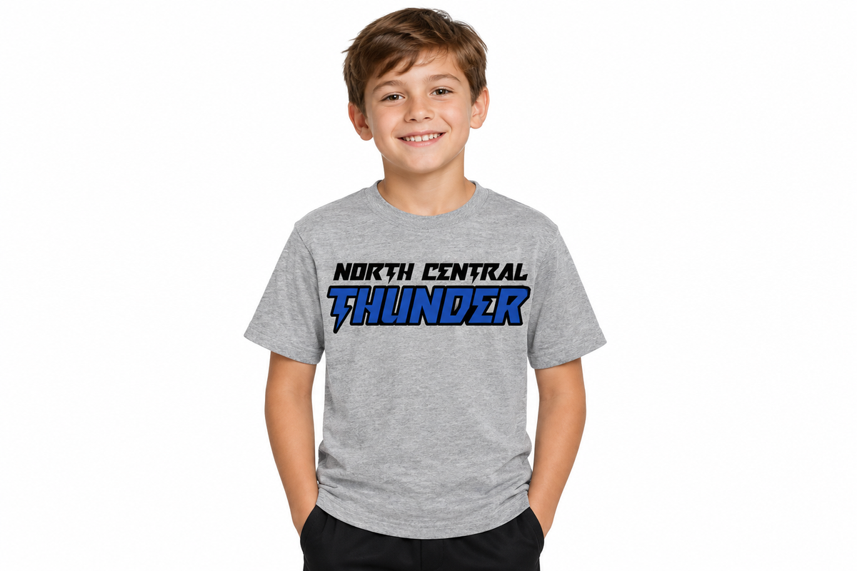 North Central Thunder lightning design on sports gray t-shirt