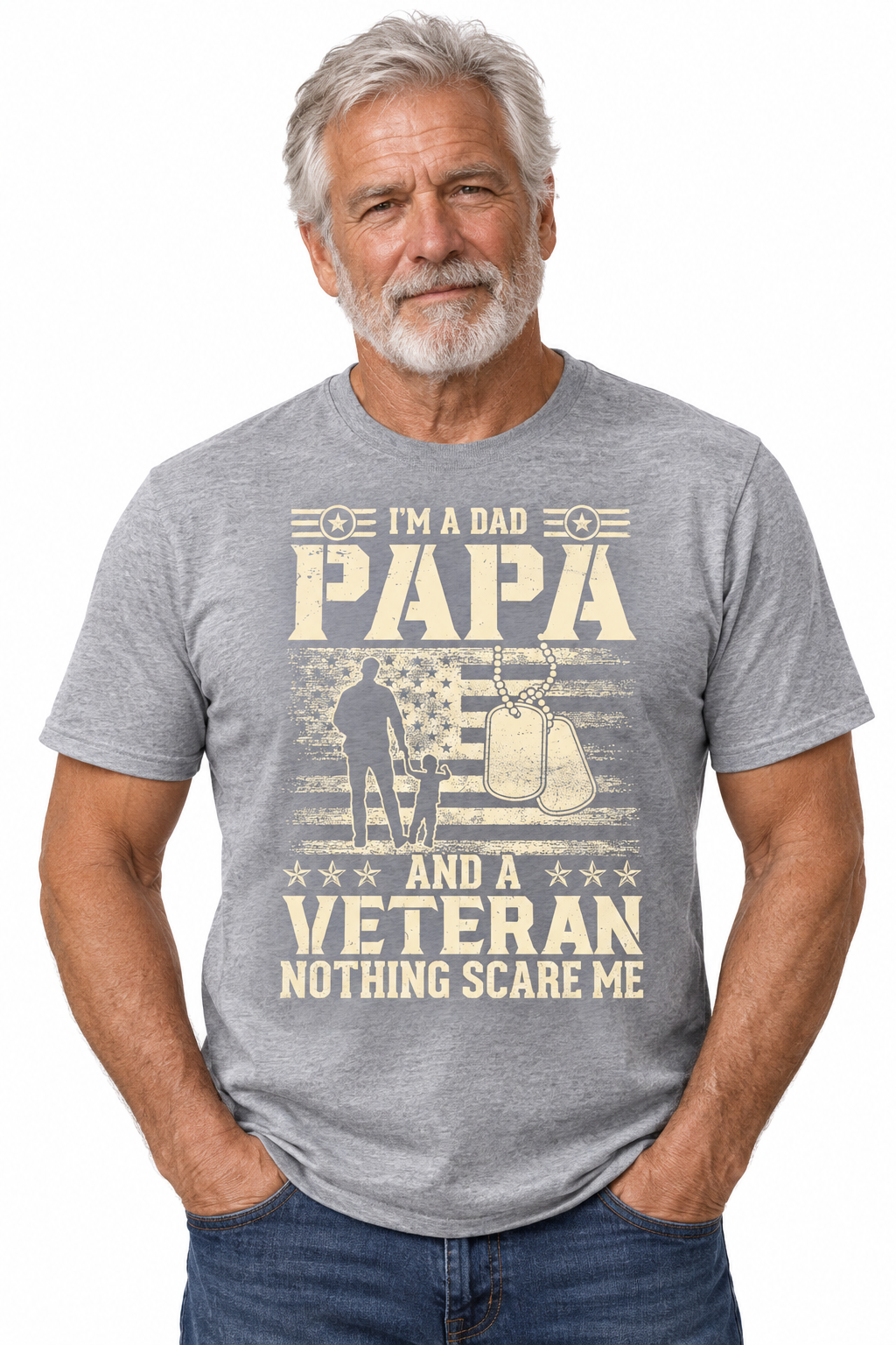 Dad Papa Veteran design on sports gray t-shirt