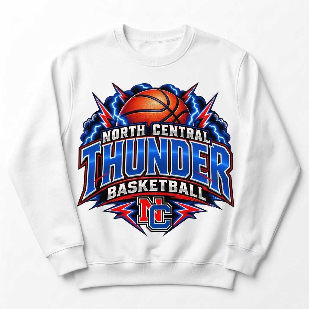 NC Thunder Basketball Crewneck - White