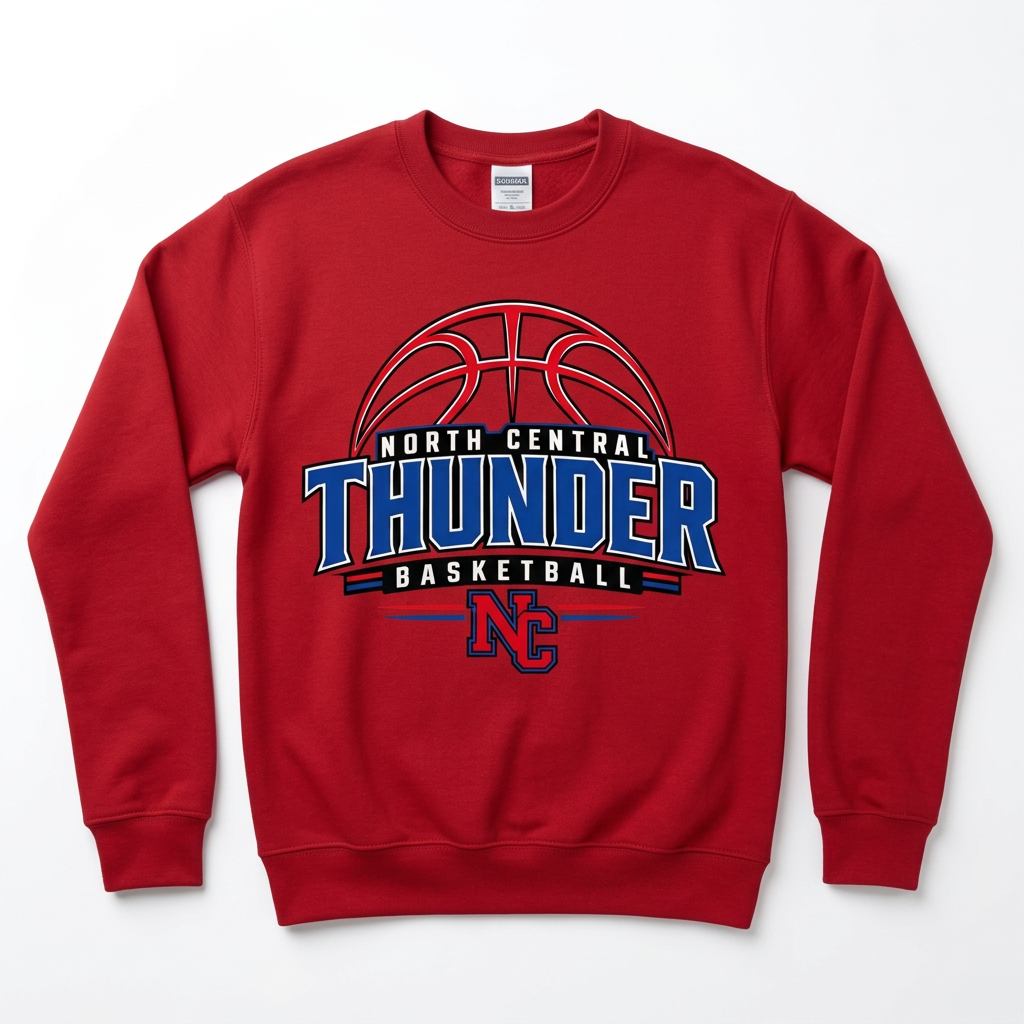 NC Thunder Basketball Crewneck Design 3 - Red
