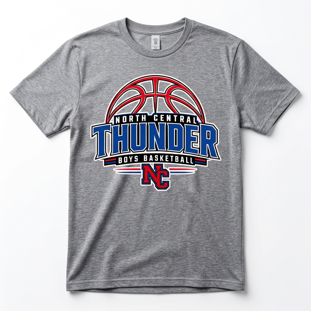 NC Thunder Boys Basketball Tee Design 3 - Sports Gray