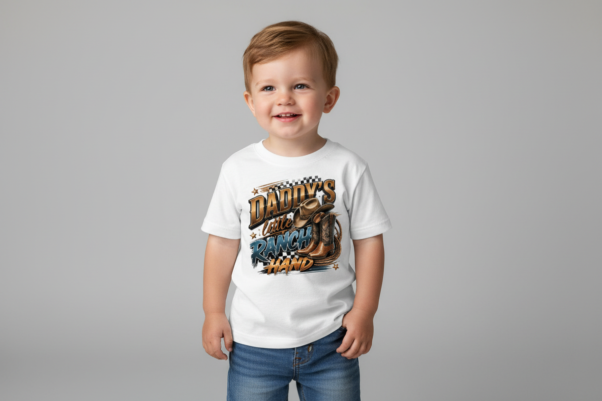 Daddy's Little Ranch Hand toddler tee in White