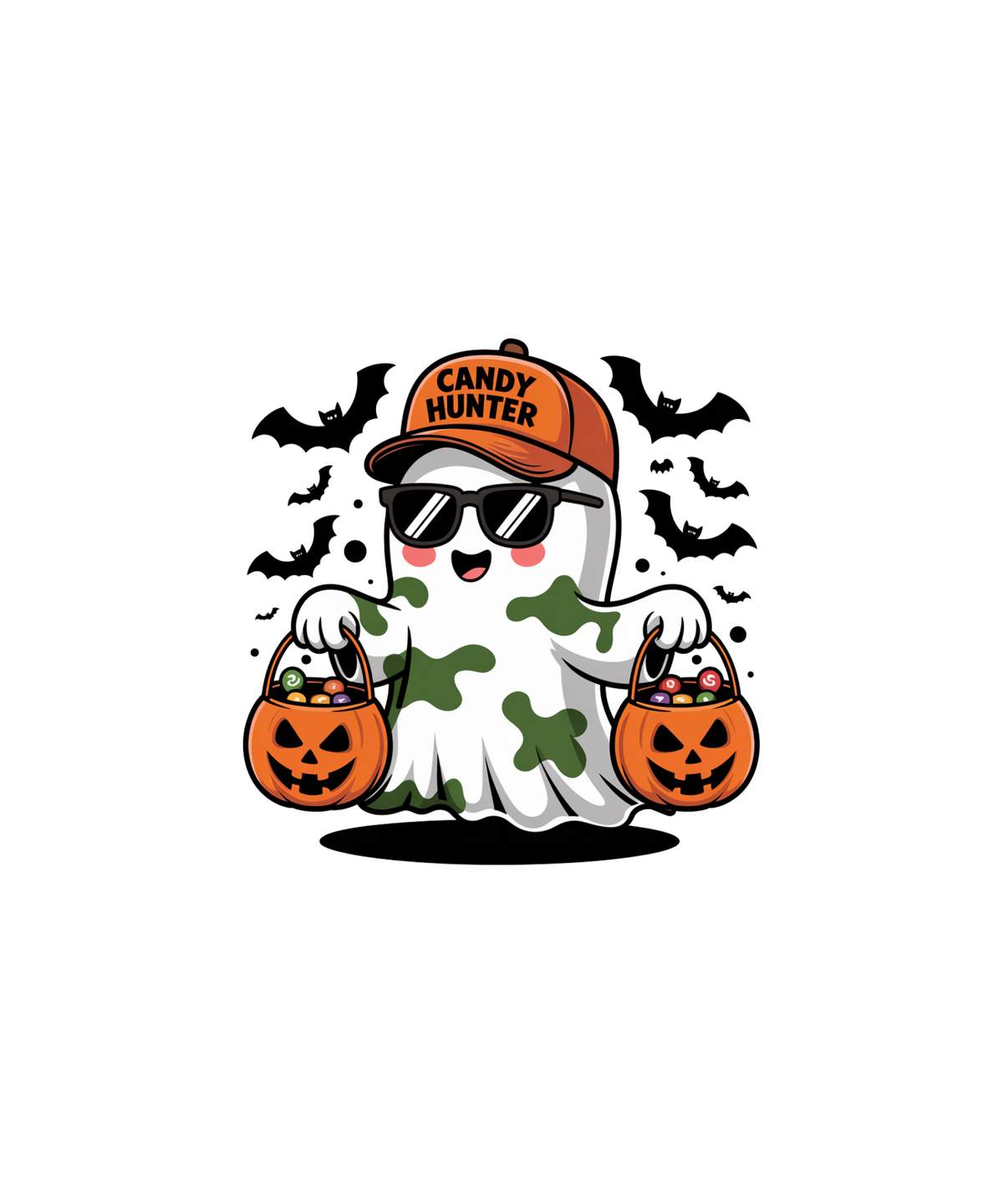 Candy Hunter ghost Halloween design artwork