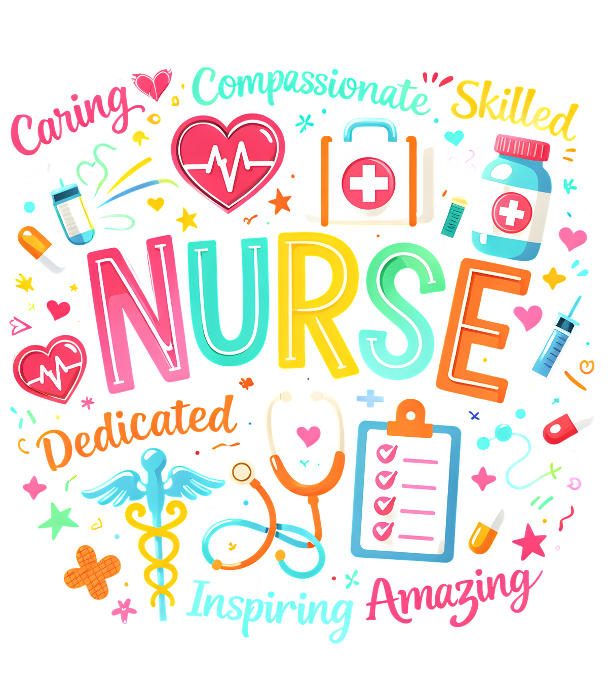Colorful NURSE collage design