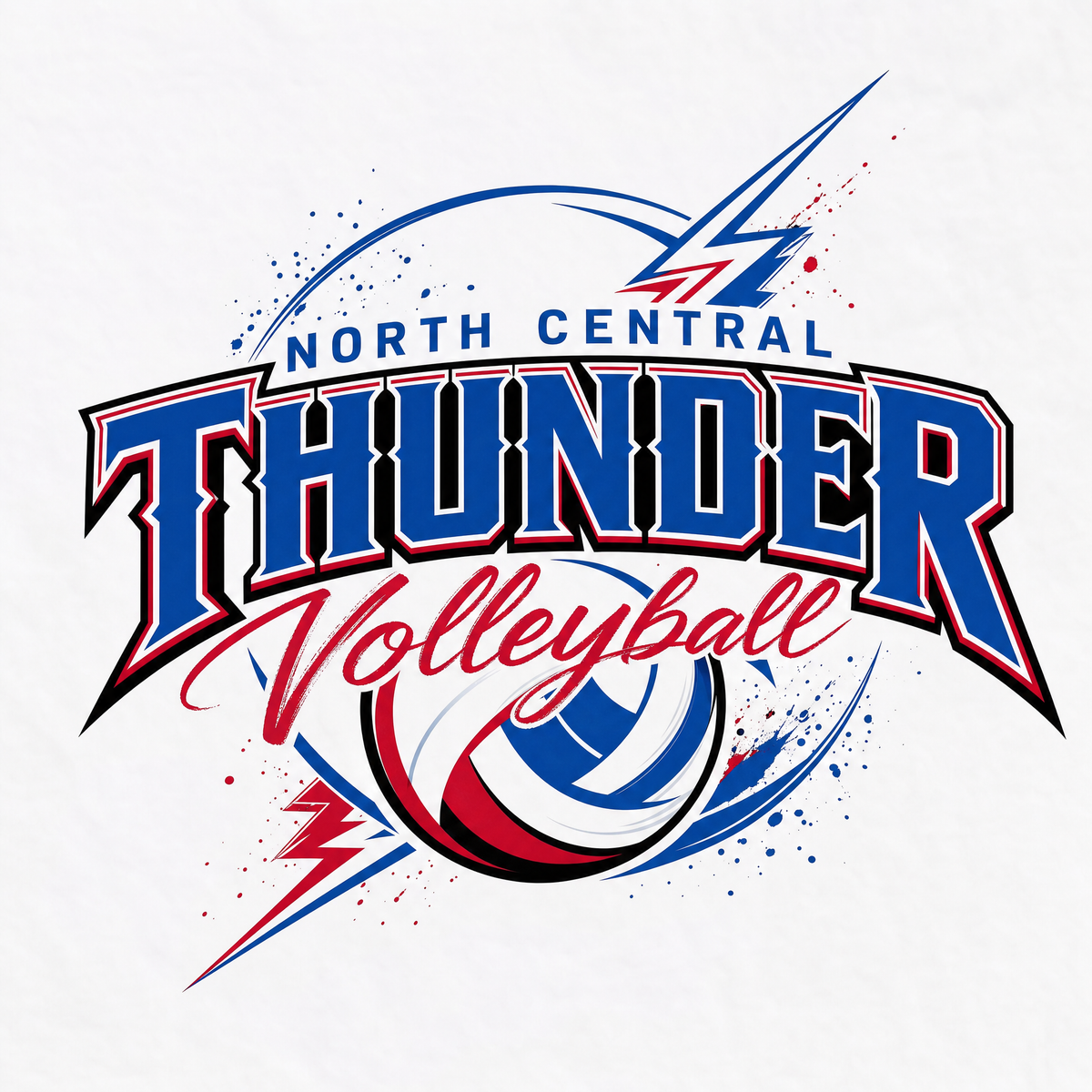 North Central Thunder Volleyball graphic logo