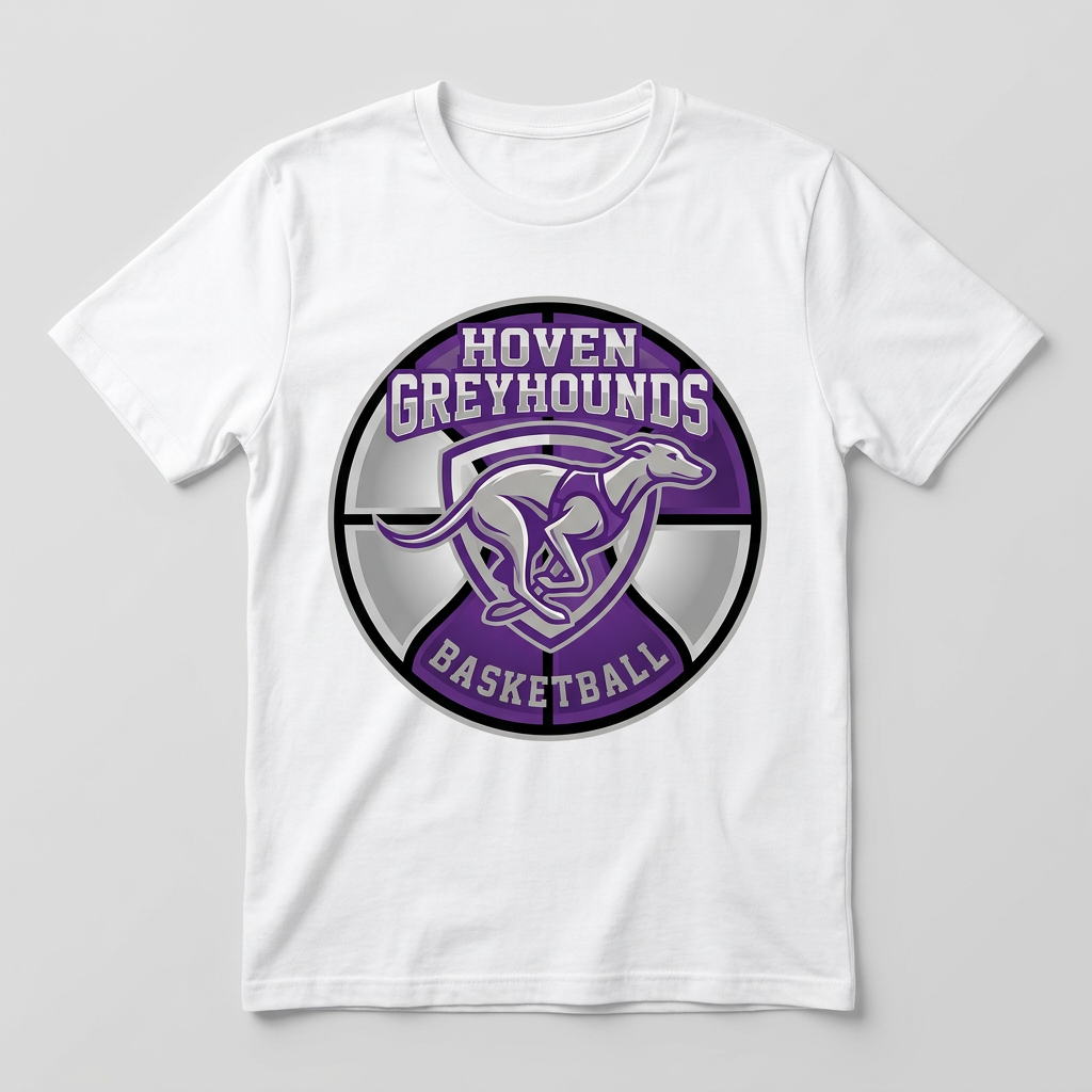 Flat-lay white Hoven Greyhounds Basketball T-shirt