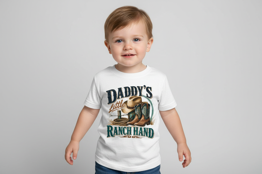 Daddy's Little Ranch Hand toddler tee in White