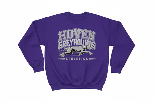 Hoven Greyhounds Athletics on purple crewneck