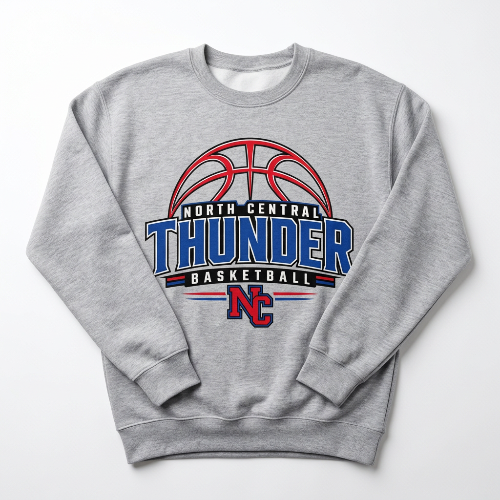 NC Thunder Basketball Crewneck Design 3 - Sports Gray