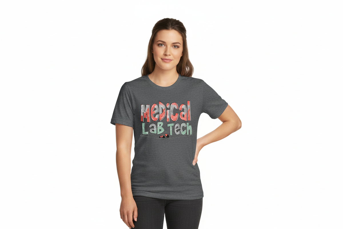 Medical Lab Tech Tee in Dark Heathered Gray