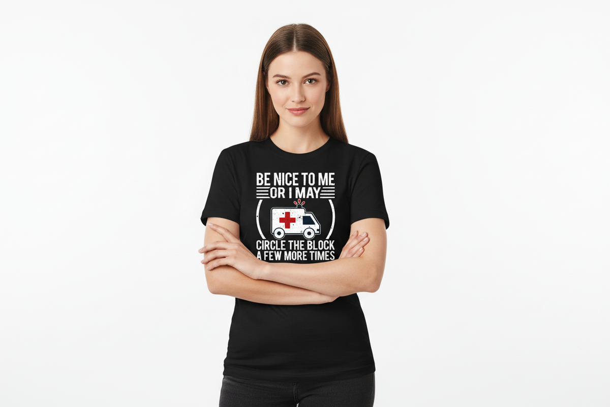 Cute Ambulance EMS Tee in Black