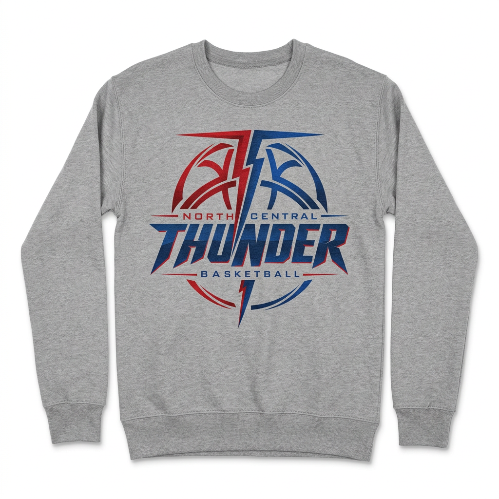 NC Thunder Basketball Crewneck Design 5 - Sports Gray