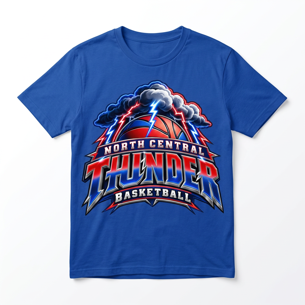 NC Thunder Basketball Tee Design 4 - Royal Blue