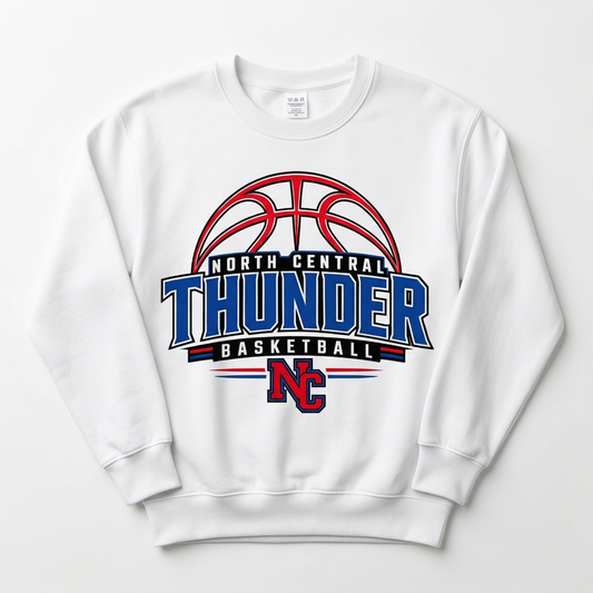 NC Thunder Basketball Crewneck Design 3 - White
