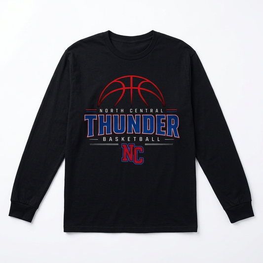 NC Thunder Basketball Long Sleeve Design 2 - Black
