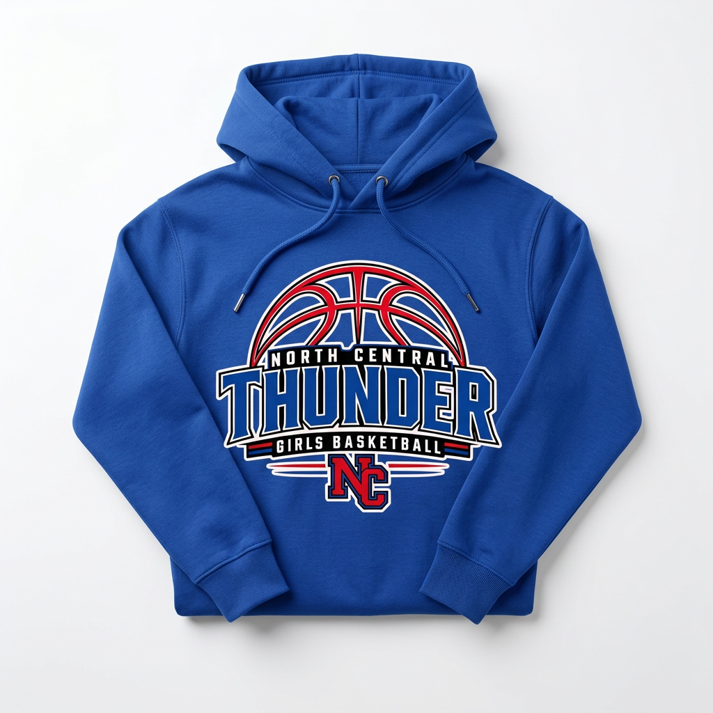 NC Thunder Girls Basketball Hoodie Design 3 - Royal Blue