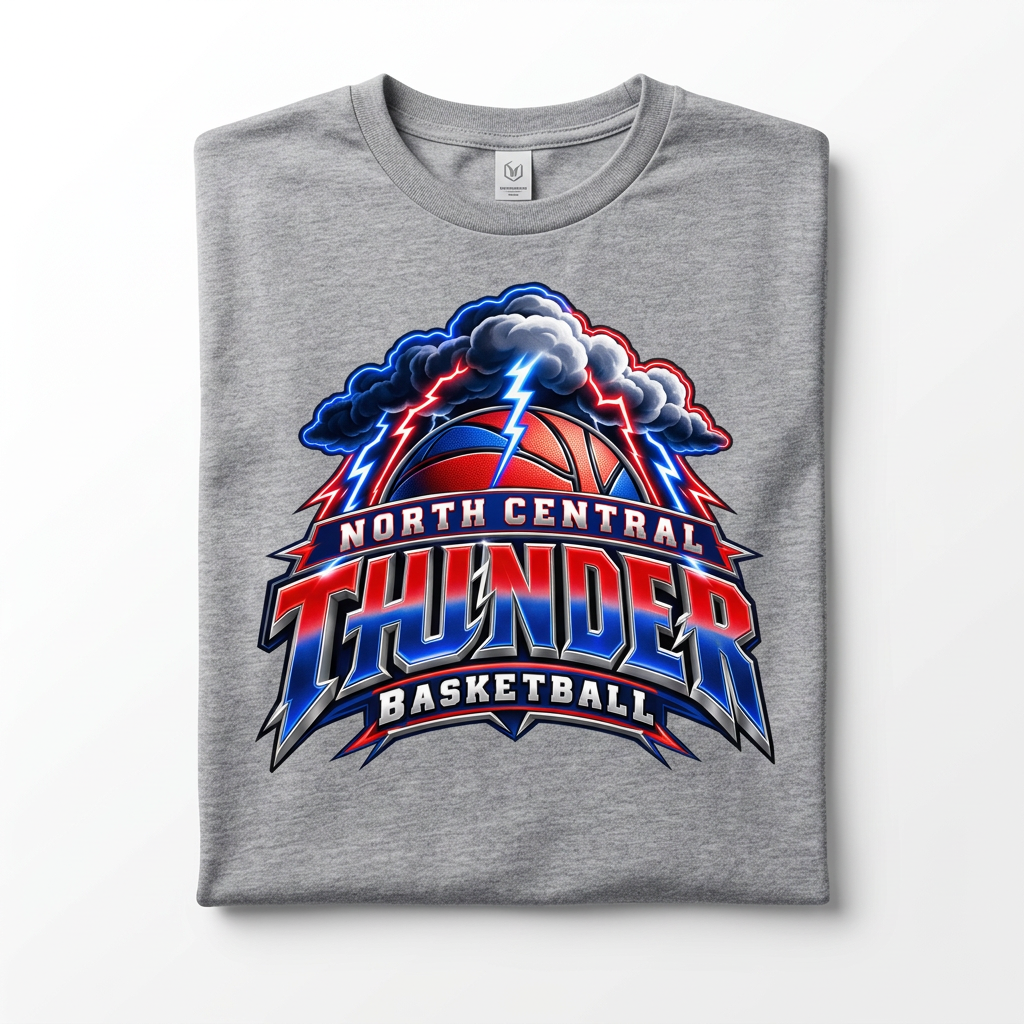 NC Thunder Basketball Tee Design 4 - Sports Gray