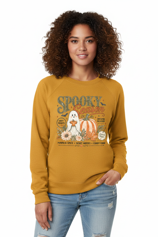 Spooky Season Crewneck Sweatshirt in Mustard Yellow