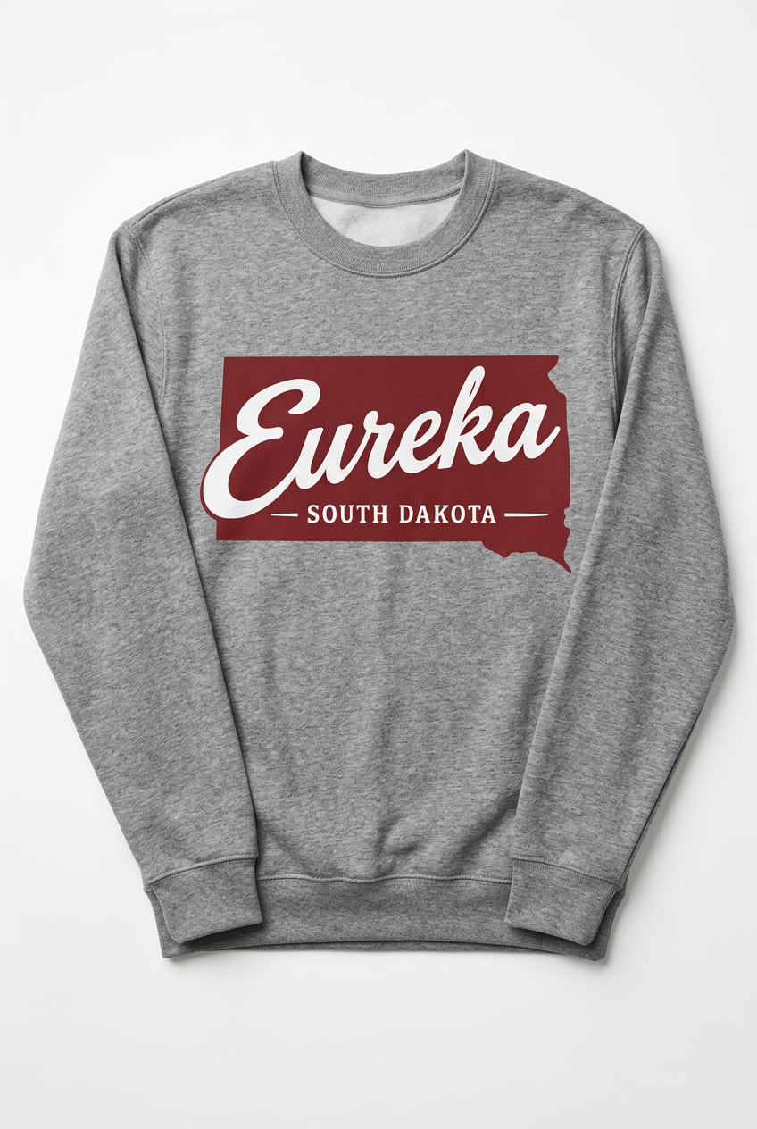 Eureka South Dakota Crewneck - Sports Gray Flat Lay