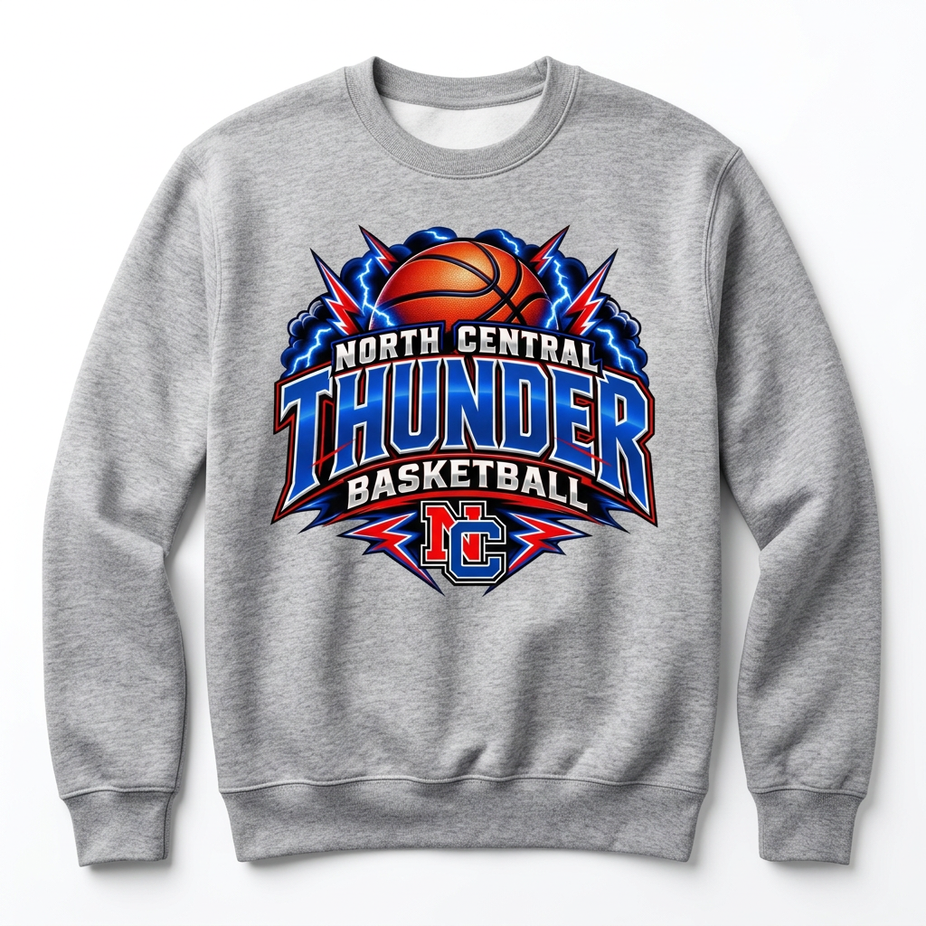 NC Thunder Basketball Crewneck - Sports Gray