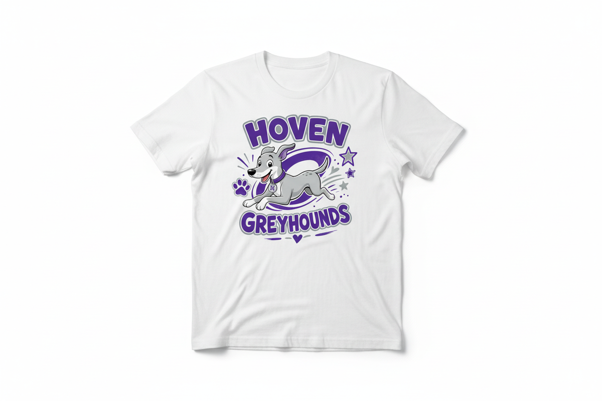 Hoven Greyhounds cartoon on white kids t-shirt