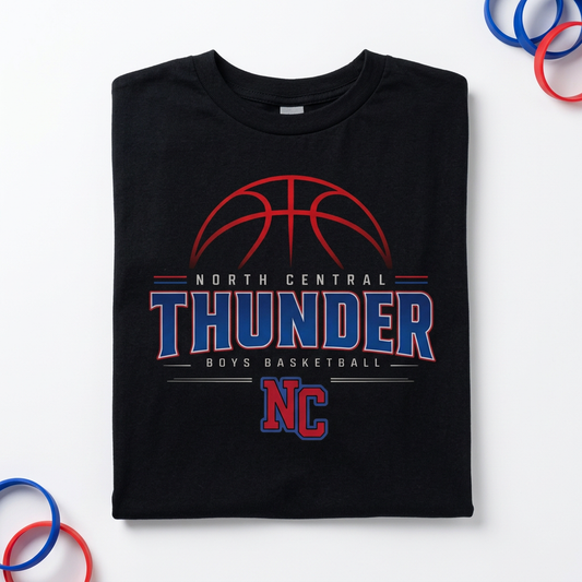 NC Thunder Boys Basketball Tee Design 2 - Black