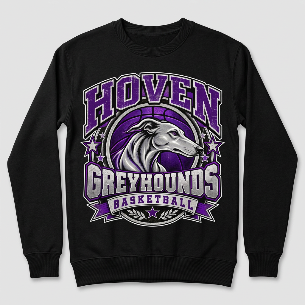Black Hoven Greyhounds Design 7 crewneck sweatshirt flat-lay mockup