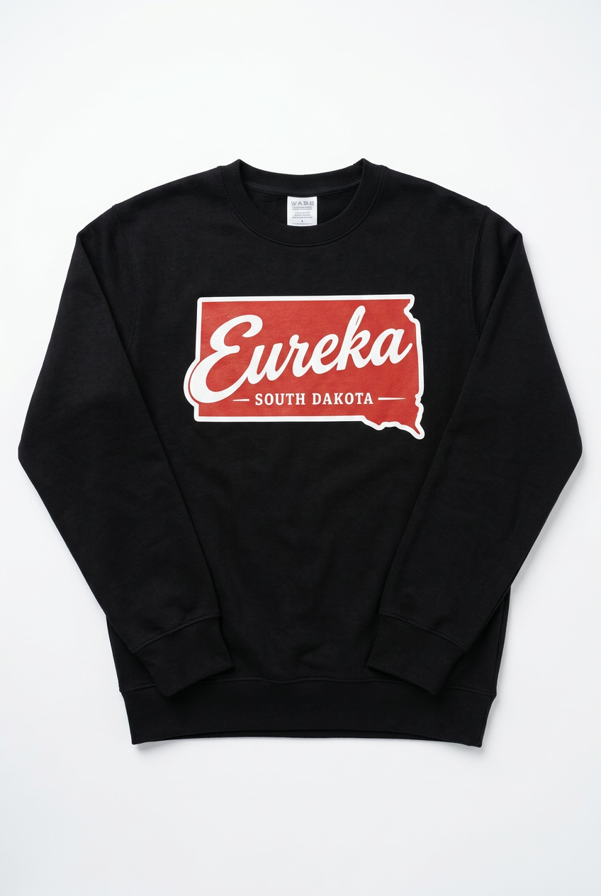 Eureka South Dakota Crewneck - Black Flat Lay