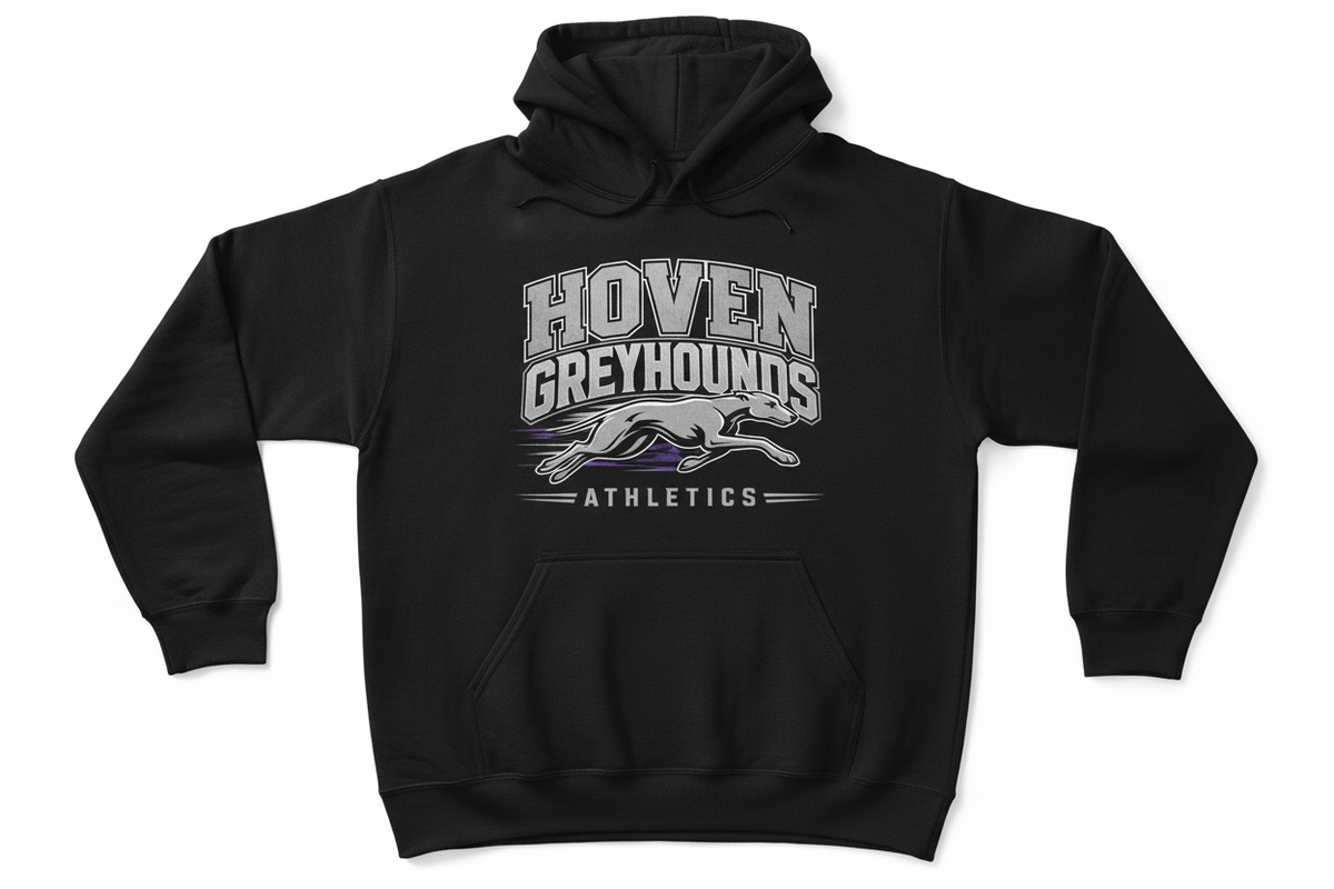 Hoven Greyhounds Athletics on black hoodie