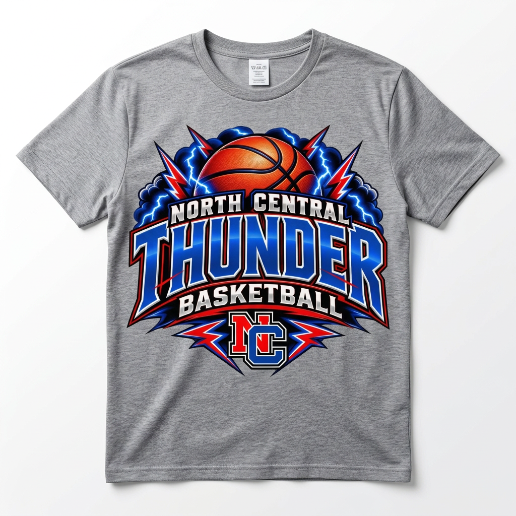 NC Thunder Basketball Tee - Sports Gray