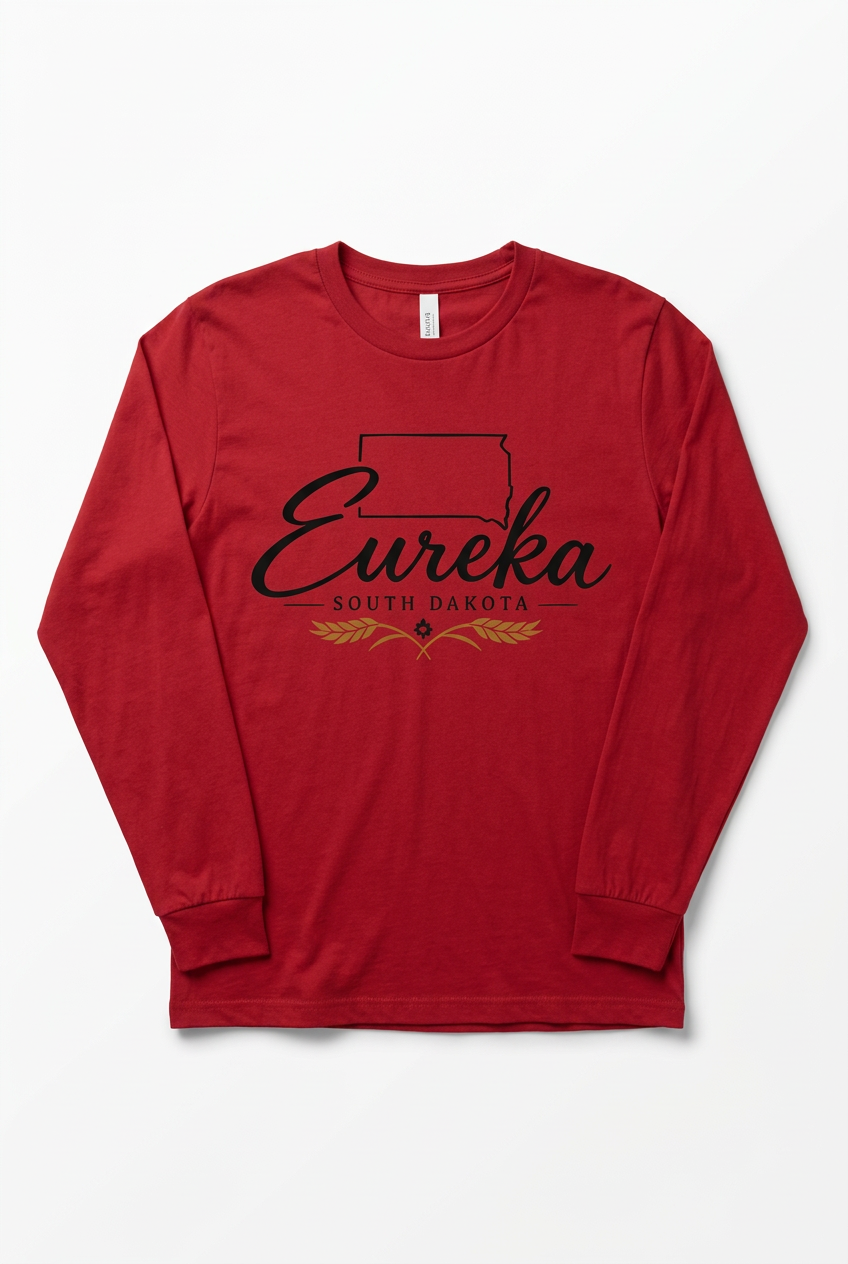 Eureka SD State Script Long Sleeve - Red Flat Lay
