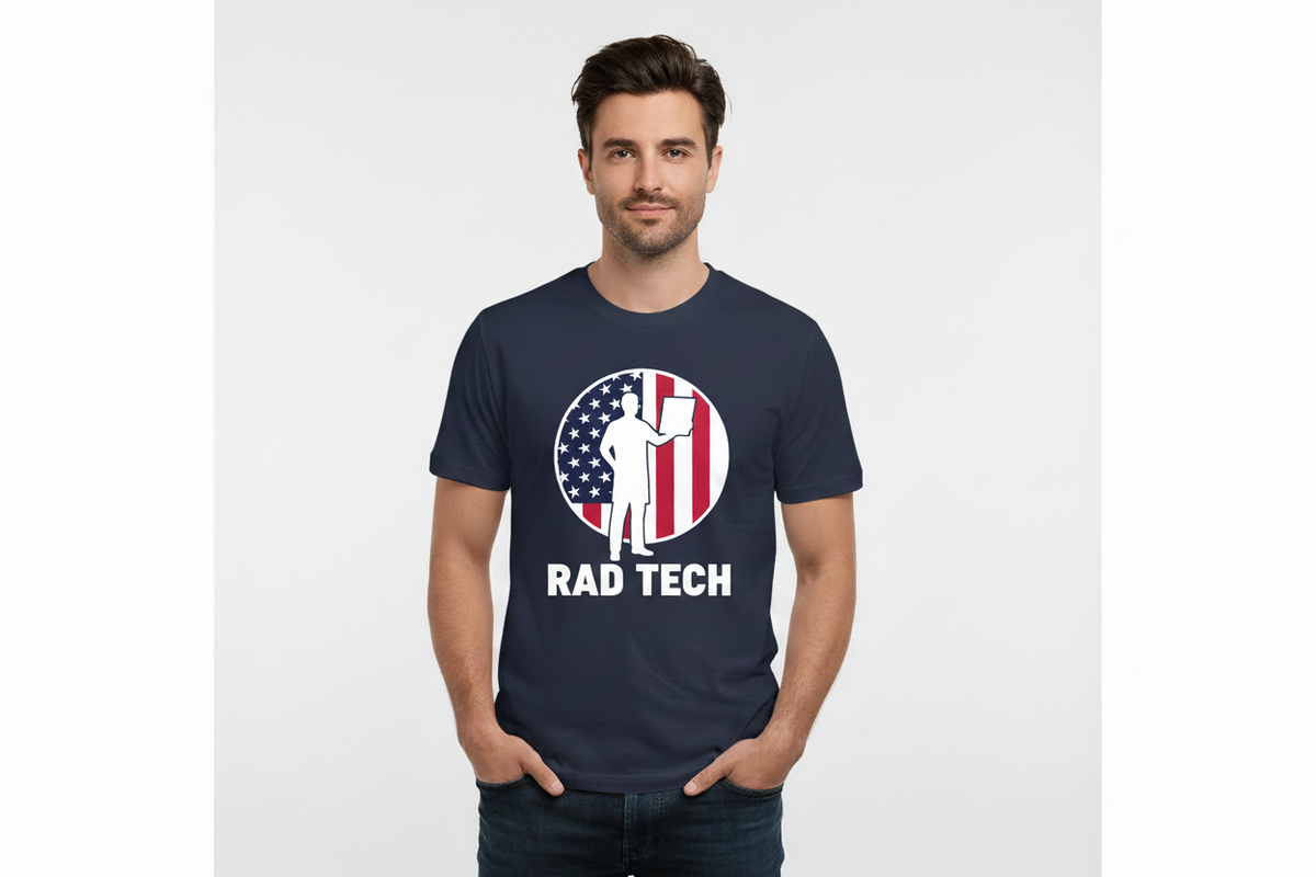 Rad Tech American Flag Tee in Navy