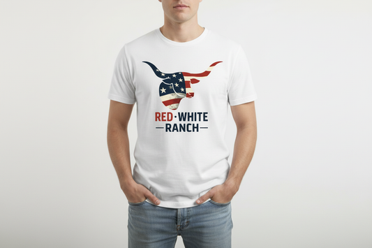 Red White Ranch white t-shirt