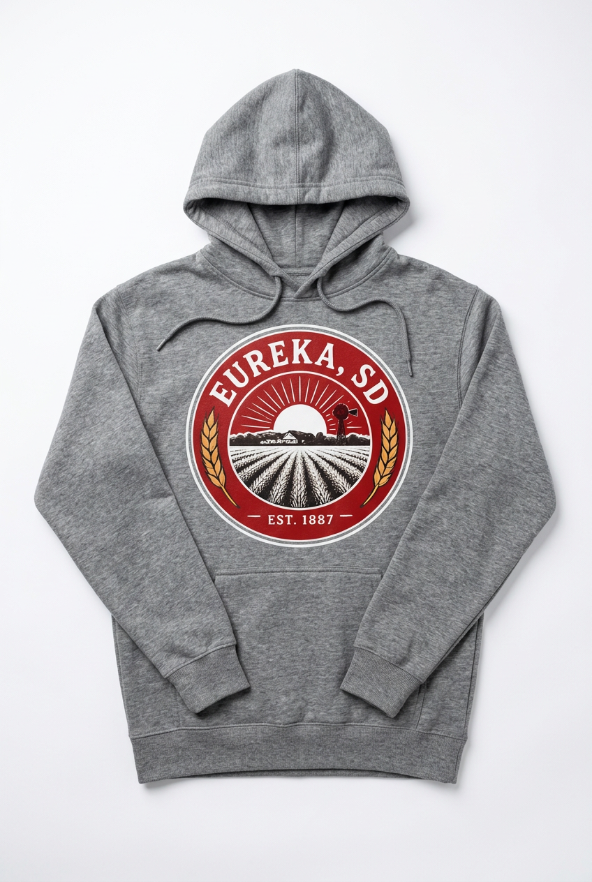 Eureka SD Est. 1887 Hoodie - Sports Gray Flat Lay